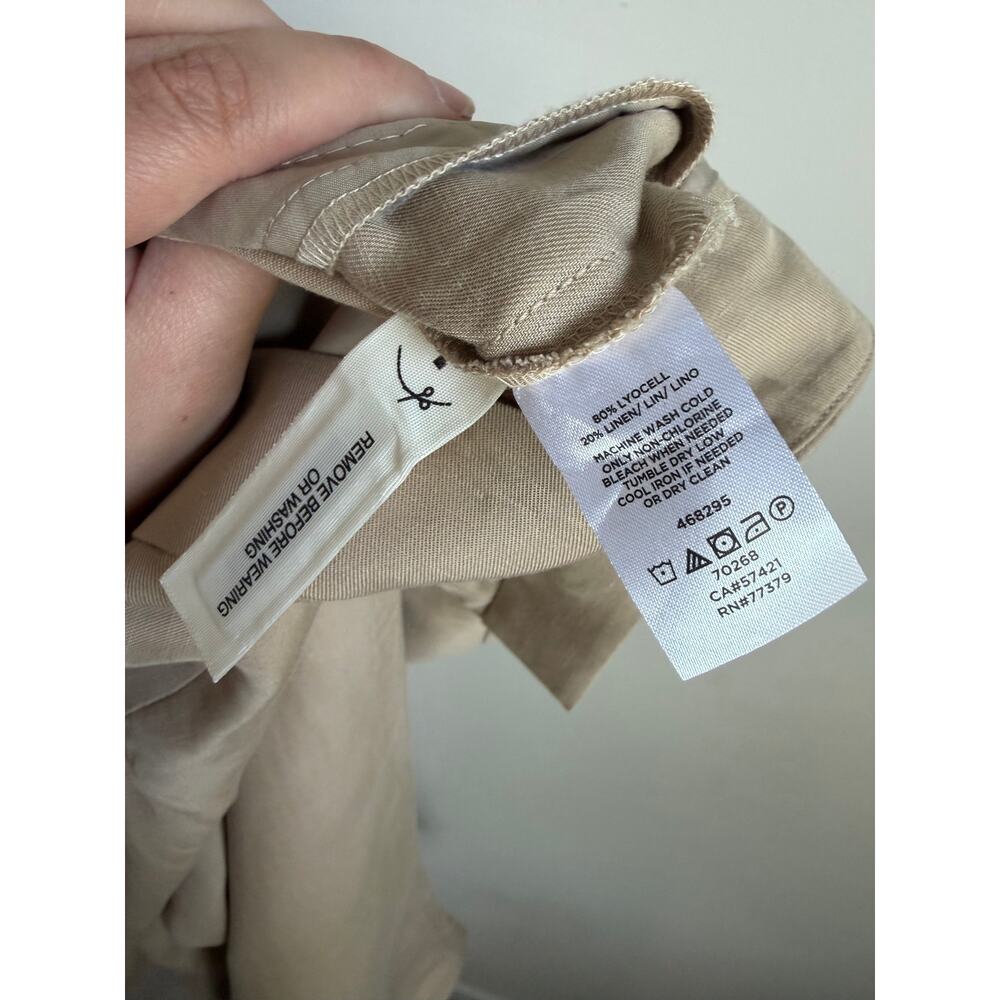 Ann Taylor Linen Blend High Waisted Flat Front Wide Leg Trouser Pants Beige 6 - Picture 7 of 7